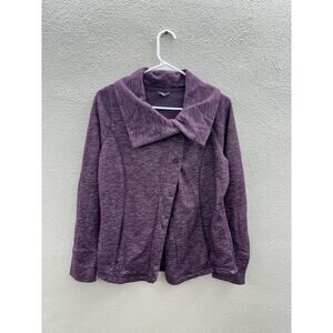 Eddie Bauer Jacket Size Medium Purple Asymmetrical Button Up Collared